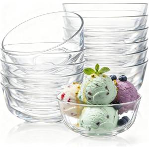 12 Pieces Small Glass Bowl Set, 10 oz Clear Prep Dessert Bowls for Kitchen, Stackable Snack Serving Side Dishes for Ice Cream, Dipping, Sauce, Nuts