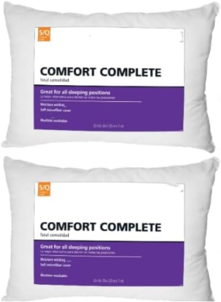 Comfort Bed Pillow Queen Size: Hotel Quality Set of 1 - Stomach, Down Alternative Microfiber Filled for Back, Slide Sleepers, Skin Friendly & Breathable