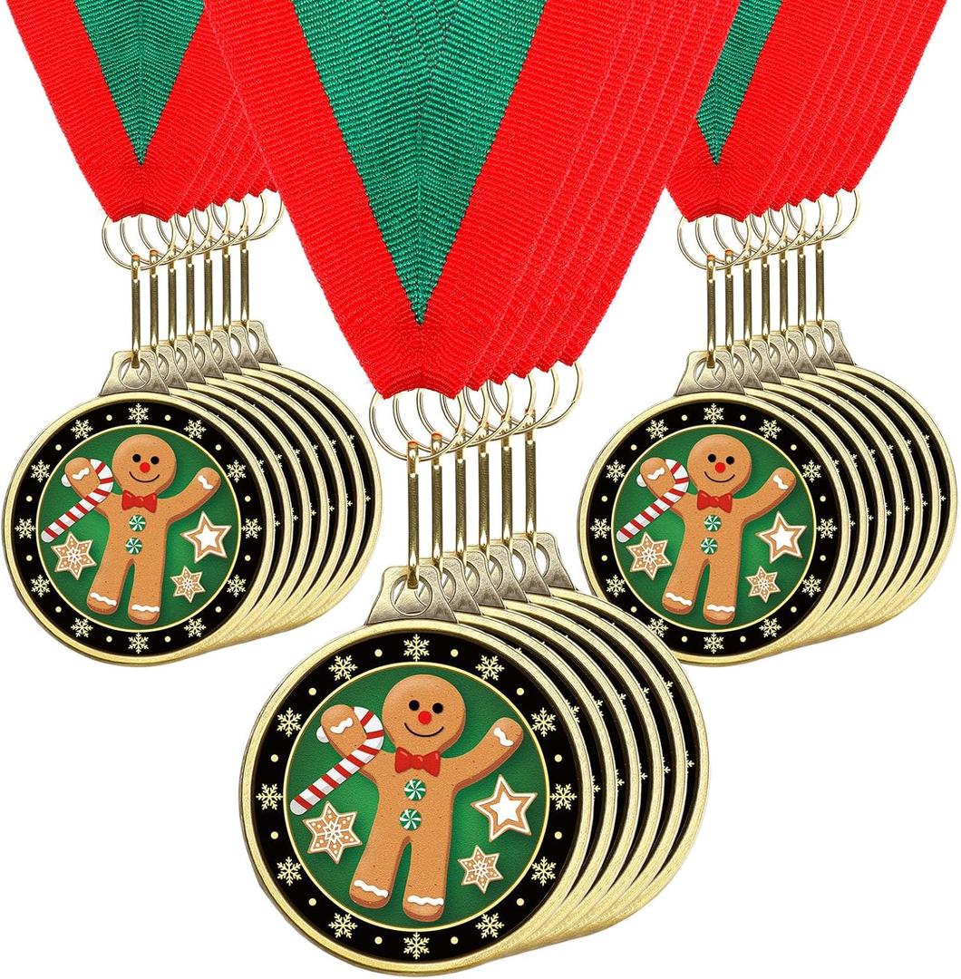 Cholemy 20 Pcs Christmas Trophies 2" Contest Award Christmas Medals Winter Holiday Contest Trophy for Winner First Place Participation Prizes Xmas Party Gift