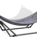 Best Home Fashion Hammock with Collapsible Steel Stand 450 lbs Capacity & Carrying Case, Portable & Adjustable, Perfect for Camping Beach Summer Patio, EZ Daze Foldable Hammock with Stand- Grey