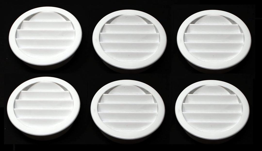 2.5" Round Plastic Louver Soffit Air Vent Reptile Screen Grille Cover (6, White)