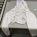 BEJONS Women Long Sleeve Cropped Super Crop Top Hoodies Sweatshirt Aesthetic Punk Hip Hop Dance Sexy Rave Cloth (Medium-Large, White)