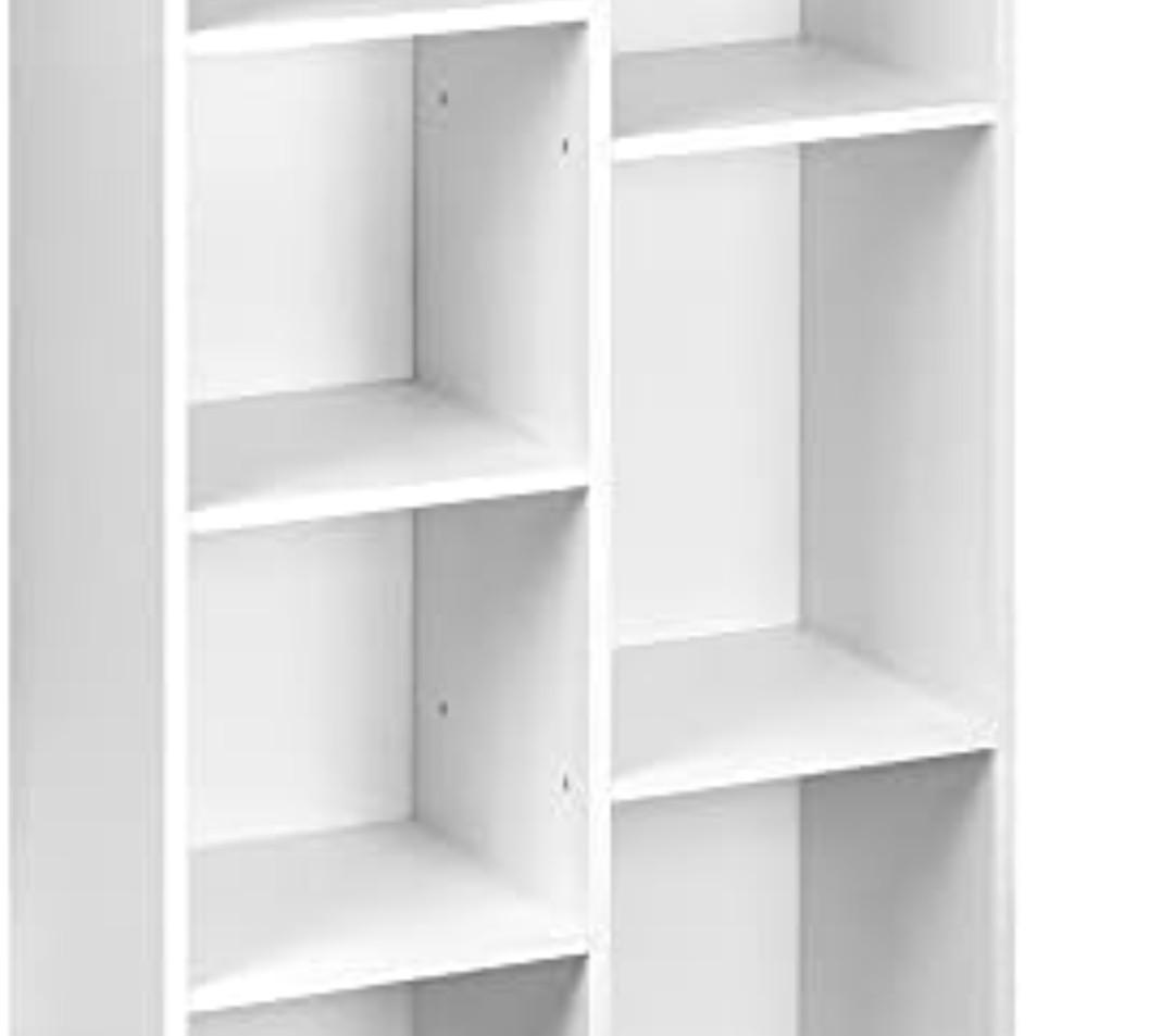 Amazon Basics 7 Cube Organizer Bookcase Shelf, Storage for Home and Office, 9.25"D x 19.49"W x 41.73"H, White