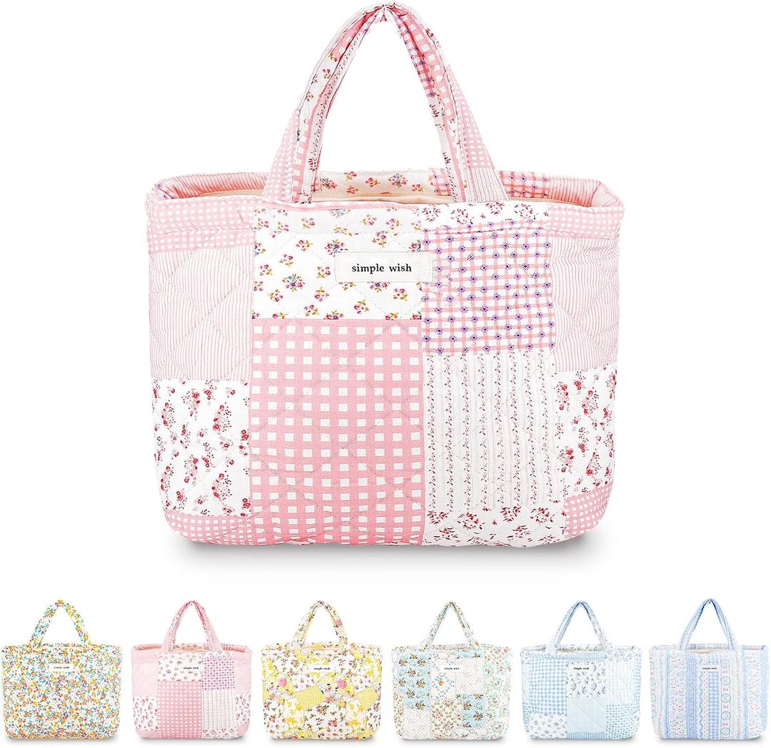 Sminra Corduroy Small Tote Bible Bag for Women, Mini Daily Handbag Cute Aesthetic for Book, Essential, Water Bottle Organizer