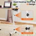 Hadulcet Portable Standing Desk, Rolling Desk Adjustable Height, Mobile Laptop Desk, Small Stand Up Table with Wheels, Walking Table for Treadmill Walking Pad, Tall Computer Stand, Oak