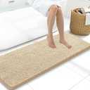 Arotive Bathroom Rugs 47x17, Extra Soft Absorbent Shaggy Chenille Bath Rugs, Machine Washable Rubber Backing Non-Slip Bath Mats for Bathroom Floor Tub and Shower, Home Decor Accessories, Beige