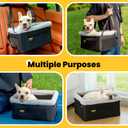 Conlun Dog Car Seat Booster for Small Pet Under 20lbs, Portable Travel Puppy Car Seat with Internal Steel Frame, Comfort Cushion & Storage Pockets, Adjustable Straps Fit Most Cars, Black
