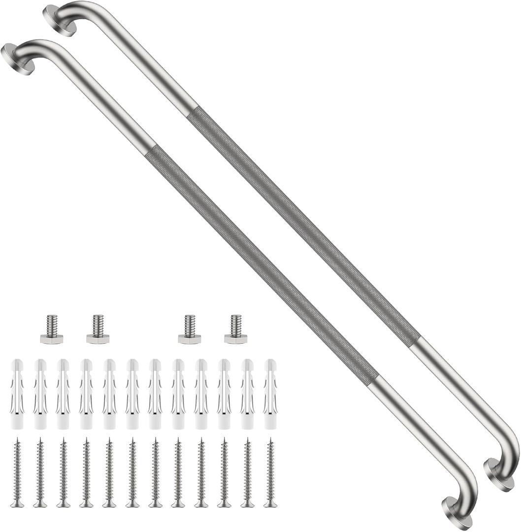 ZUEXT 2 Pack 48 Inch Brushed Nickel Non Slip Shower Grab Bar w/Knurled Grip