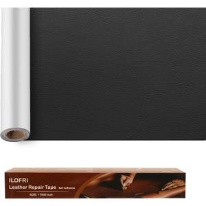 ILOFRI 16x30'' Self Adhesive Leather Repair Patch Tape, Vinyl and Leather Repair Kit for Couches, Furniture, Car Seat, Boat Seat, Sofa, Vinyl Upholstery, Chair, Interior (Dark Black) (16inx30in)