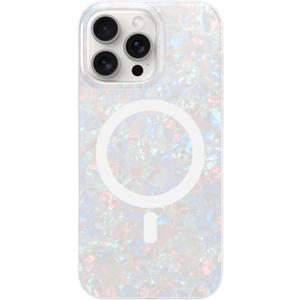 LONLI Hue - Magnetic Case for iPhone 15 Pro - [Compatible with Magsafe] - [360 Shock-Absorbent Bumper] - [Cute and Unique Phone Cover for Girls and Women] - White Pearl Tort