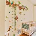 Cartoon Animal Growth Chart Wall Stickers Height Measurement Removable Wall Decalsfor Kids' Rooms Nursery Classroom (Brown and Green)
