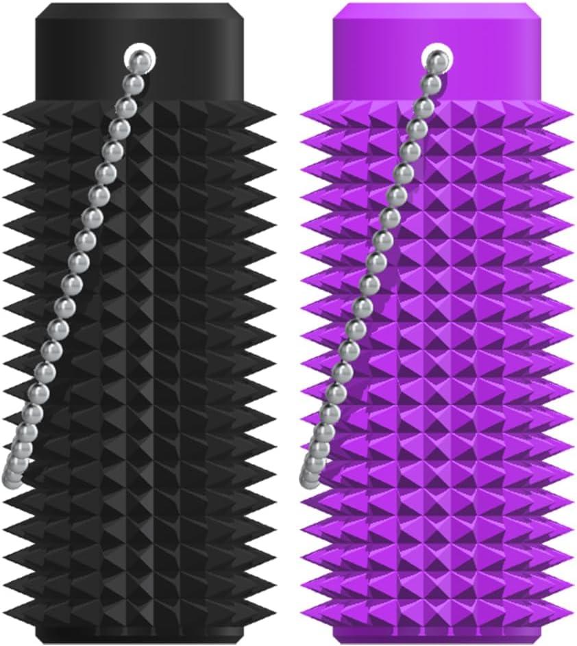Little Ouchies Fidget - Pocket-Sized Stim Keychain with Spiky Grippie Design, Anxiety & Stress Relief Sensory Toy for Adults, Unique Gifts for Friends & Family (Black and Purple)