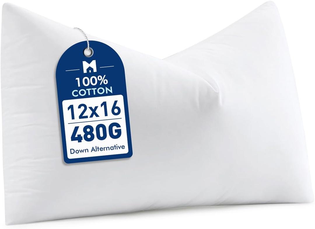 MIULEE 12x16 Synthetic Down Alternative Pillow Insert, Fluffy Soft Throw Pillow for Couch Bed Sofa Plush Luxury Lumbar Support