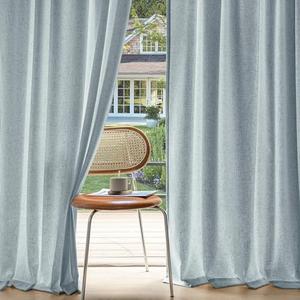 Non-See-Through Privacy Curtains 2 Panels, Light Filtering Window Curtains Farnhouse Textured Back Tab Semi Sheer Drapes for Bedroom Living Room, 52 x 84 Inches Long, Stone Blue