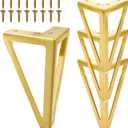 WRINGKIT 6 Inch Gold Furniture Legs Set of 4, Modern Metal Furniture Feet with Floor Protectors, Heavy Duty Table Dresser Legs for Cabinet Sofa Feet DIY Replacement, Max Load 1322 Lbs
