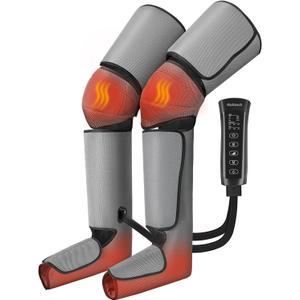 Nekteck Leg Massager for Circulation and Pain Relief, Air Compression Foot Calf Thigh Massager with 2 Heat and 3 Vibration Functions, 6 Modes 3 Intensities, Help for Muscles Relaxation