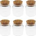 6pcs Vintage Mini Glass Bottle with Cork, 50ml, Clear, Dishwasher & Microwave Safe, Leak Proof, Ideal for Packaging Medicine, Perfume, Tea, Herbs, Decorations