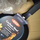 OXO Obsidian 10" Carbon Steel Frying Pan, Pre-Seasoned Skillet, Builds Natural Nonstick with Use, Induction Ready, Oven Safe, Removable Silicone Handle