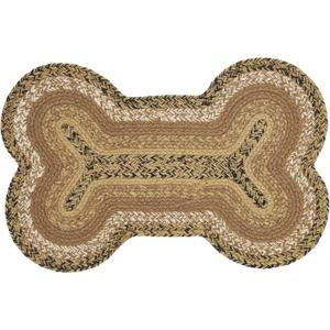 VHC Brands Kettle Grove, Bone Shape Indoor-Outdoor Rug, Recycled Polyester, Small, Black, 11.5x17.5