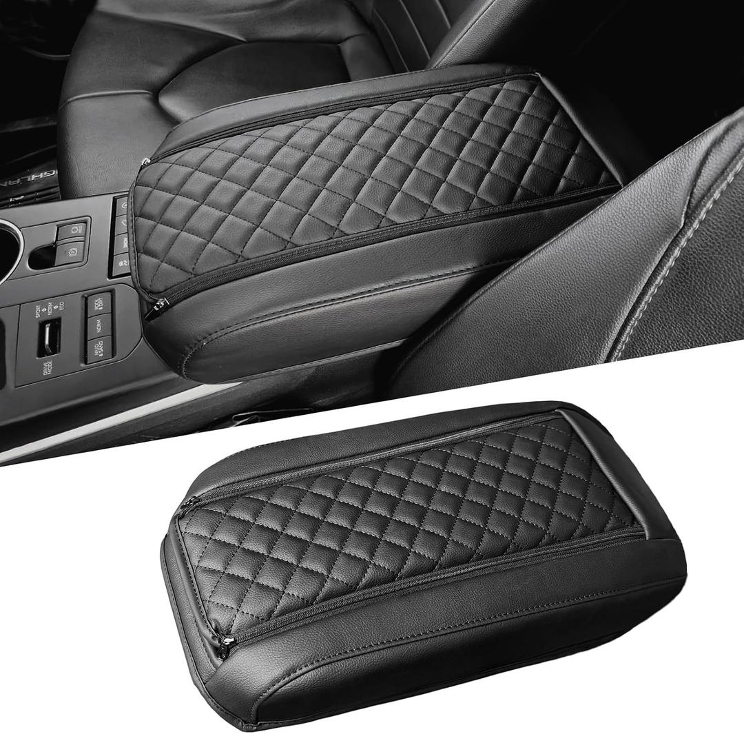 Center Console Cover for Toyota Highlander 2020 2021 2022 2023 2024 2025 2026 - Premium Leather Armrest Cover with Extra Padding for Highlander Hybrid Interior Accessories( Not for Grand Highlander)