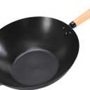 DUMOS 13.5" Pre-Seasoned Carbon Steel Wok Pan for Stir Fry, Black