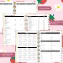 2026 Planner, Jan.2026 - Dec.2026 Planner Weekly and Monthly 6.25"x8.5" with Page Tabs, Calendar Hardcover with Inner Pocket, Elastic Band, Twin-Wire Binding, Bookmark, Cute Strawberry
