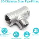 1" NPT Male x 1" NPT Female x 1" Female Pipe Fitting, 304 Stainless Steel Tee Pipe Fittings, 3 Way T Shaped Connector, Male Branch Tee, 1 Pack