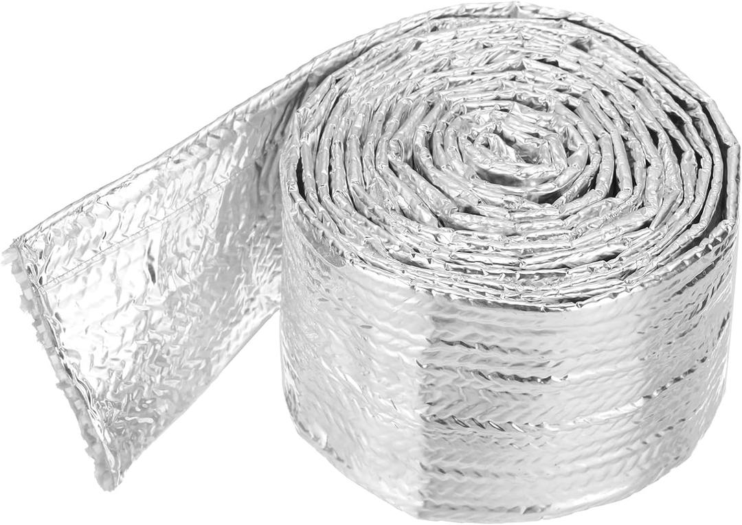 MECCANIXITY Heat Shroud Aluminized Sleeving 1 1/4" ID x 5.9FT Aluminum Metallic Fiberglass Heat Shroud for Fuel Lines Cables Electrical Wiring