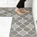 ZYFAB Kitchen Rug Mats Polypropylene Soft Kitchen Floor Mats Absorbent Non-Skid Kitchen Mat Standing Mat Machine Washable,Grey,45 * 75cm