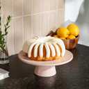 The Cake Stand 10 Inch Gloss Ceramic Pedestal Cake Stand, Modern Footed Dessert Stand for Cakes, Cupcakes, Cookies & More (Rose)
