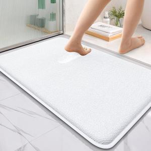 OLANLY Thick Memory Foam Bath Mat Rug 36x24, Extra Soft Absorbent Bathroom Rug, Quick Dry Bath Mats, Non-Slip, Machine Washable Carpet for Bathroom, Tub and Shower, Home Decor Accessories, White