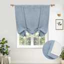DriftAway Double Layer Linen Blackout Tie Up Curtains Thermal Insulated Fully Lined Balloon Roman Shade Bathroom Window Adjustable Rod Pocket for Small Window 39 Inch by 55 Inch Dusty Blue