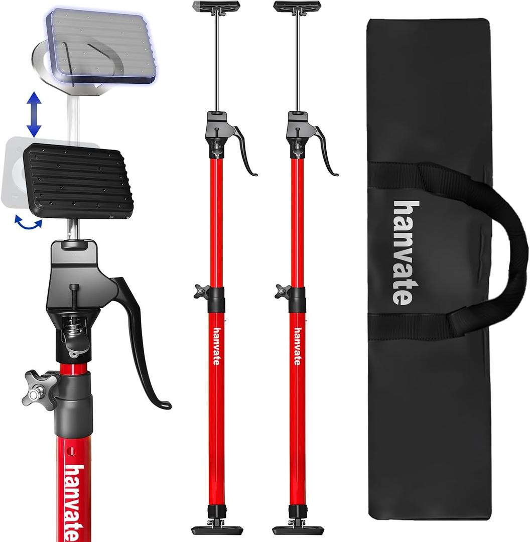Cabinet Jacks Support Pole, 49.2"-114.2" Telescopic Quick Support Rod, Adjustable 3rd Hand Support System for Installing Upper Cabinets, Drywall Jack& Cargo Bars, 154LB Capacity, 2-Pack