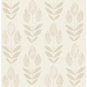 NuWallpaper Cream Folk Tulip Peel & Stick Wallpaper