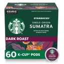 Starbucks K-Cup Coffee Pods, Dark Roast Coffee, Sumatra for Keurig Brewers, 100% Arabica, 6 boxes (60 pods total) (EXP 05/01/27)