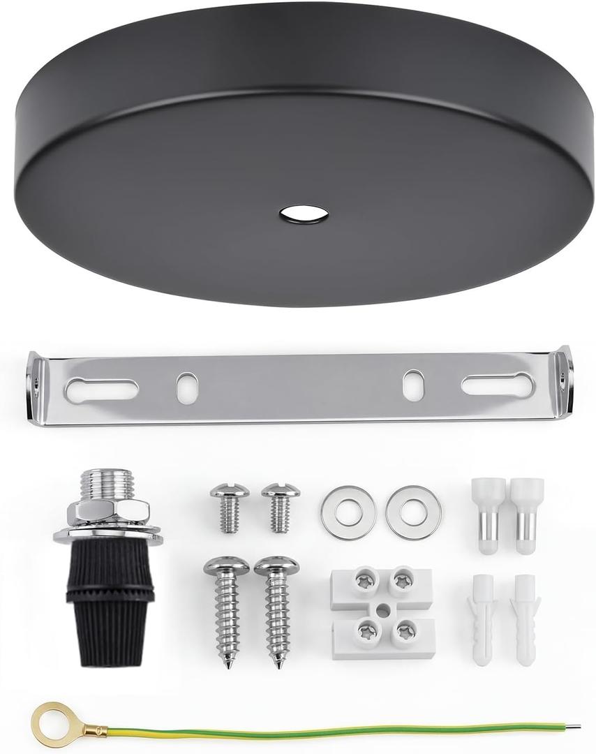 Black Ceiling Canopy Light Kit with Hardware, Ceiling Plate for Pendant Lighting Chandelier 15cm