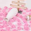 Foam Roses Artificial Flower Heads, 200 Pcs Stemless Fake Roses for DIY Craft Wedding Bouquet Party Decoration (Pink)