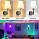 Battery Operated Wall Sconce Set of 2, Rechargeable Wall Lights with 5200mAh Dimmable Bulbs and Remote,15 RGB Colors Wireless Wall Lamps with Fabric for Bedroom Living Room Hallway Decor (Black)