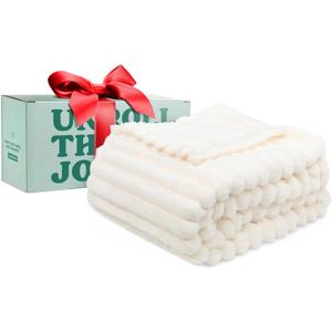 GO Premium Plush Soft Throw Blanket for Couch - White Fleece Blanket for Living Room, Bedroom, Home Decor - Small Couch Blanket for Men, Women (50x60 Inches)