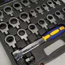 haisstronica 24 in 1 Interchangeable Heads Ratchet Wrench Set with 3/8 in Adapter, Metric & SAE 8-19mm and 1/4-3/4 inch Flex Head Combination Wrench Sets for Auto, Mechanic Tools for Men Gifts (Blue&yellow)