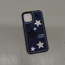 Casechics Compatible with iPhone Case,Cool Denim Fabric Embroidery Star Silicone Camera Lens Protection Soft Shockproof Cover Phone Case (Blue,iPhone 12)