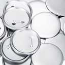 300 Pieces Blank Button Making Supplies Round Badge Parts Metal Pin Badge Kit for Button Maker Machine, Including Metal Shells Back Cover and Clear Film(3 Inch,Silver)