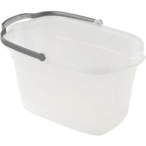 Casabella Cleaning Bucket Rectangular for Mopping or Storage with Handle and Built-In Pour Spouts, 4-Gallon, Clear
