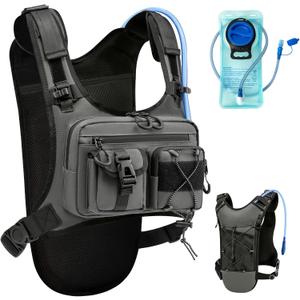 Criuage USA Original Patent Running Hydration Vest Backpack, Lightweight Chest Pack with 2.0L Water Bladder Bag Daypack for Hiking Running Cycling Race Marathon for Women Men