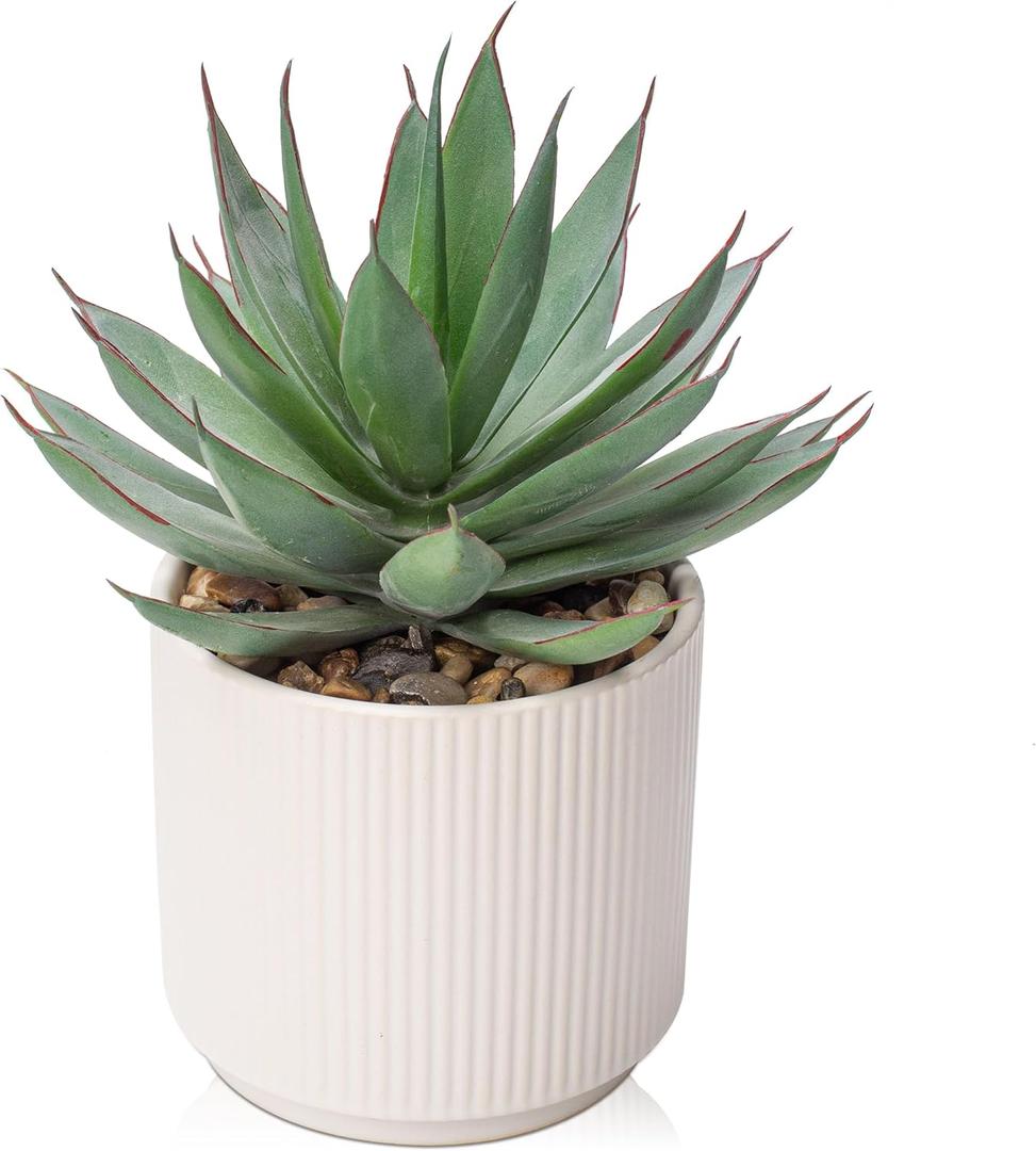Briful Succulents Plants Artificial for Home Decor, Realistic Potted Fake Agave Plant, Cute Aloe Maguey Faux Plant, Bookshelf Tabletop Decor, Modern Farmhouse Home Bathroom Decorations