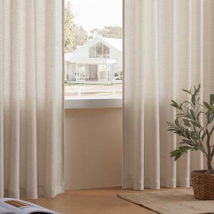 DaysU Cortinas de lino de 90 pulgadas de largo, 2 paneles para dormitorio, ventanas semitraslcidas de avena para sala de estar con doble bolsillo para barra, filtro de luz y privacidad aadida