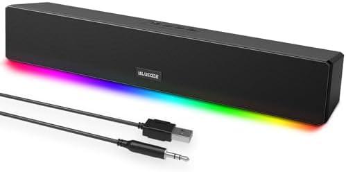 Computer Speakers, 24W Bluetooth Computer Soundbar, 3.5mm Aux-in Computer Speakers for Desktop Monitor, Computer Sound Bar with Deep Impactful Bass, Gaming Speakers for PC,Laptop,Tablet