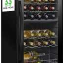 Nutrichef 33 Bottle Wine Fridge | Dual Zone Wine Cooler | Adjustable Temperature Control 41F to 64F | Ultra Quiet Operation | Freestanding Wine Chiller for Home & Office | 33x19x17 IN