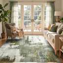5x7 Ft Area Rugs for Living Room, Soft Non-Slip Washable Rugs Modern Abstract Pattern Carpet for Bedroom Indoor Floor Nursery Home Decor (Green)