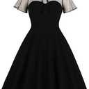 Women's Vintage Polka Dot 1950s Audrey Retro Rockabilly Prom Dress 50's 60's A-Line Cocktail Party Swing Dress 4XL